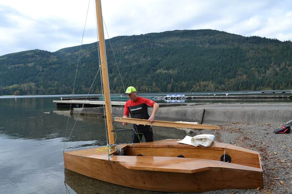 12 sailing dinghy - simple plywood boat first launch