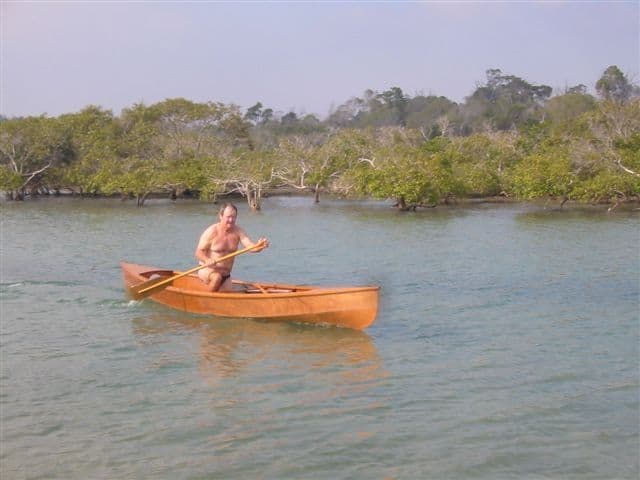 Eureka 155 canoe – Another Launching. Plywood touring canoe