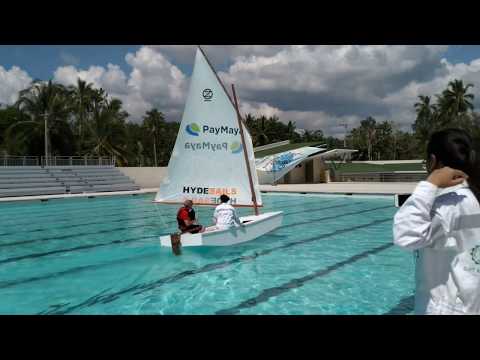 Sailing in a Swimming Pool - Oz Goose Sailboat first of 20 for college