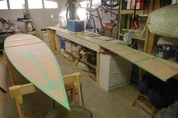 masking ready for precoating plywood panels with epoxy is laborsaving: storerboatplans.com
