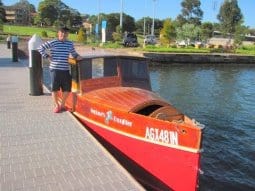 23ft dayboat launch - easy build in plywood 10hp high thrust outboard - by wharf on sydney harbour