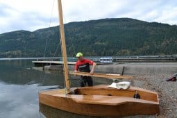 s-12 sailing dinghy - simple plywood boat first launch
