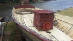 Wooden plywood boat restoration and repair removing soaked in diesel or oil. storerboatplans.com