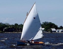 Goat Island Skiff in Florida moving quick in rough water